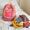 Kids Color Blocking Casual Backpack With Contrasting Stitching School Travel Use