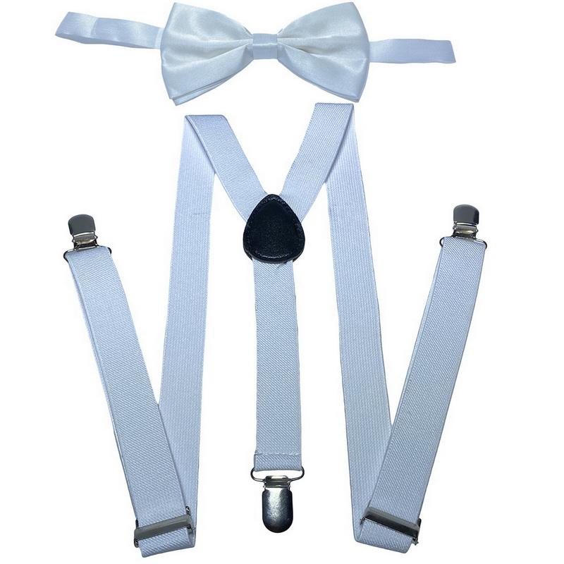 Ensemble classique de bretelles et nœud papillon, bretelles élastiques réglables en Y de 2,5 cm de large avec 3 clips, nœud papillon tissé pré-noué de 12 cm, taille unique pour hommes et femmes
