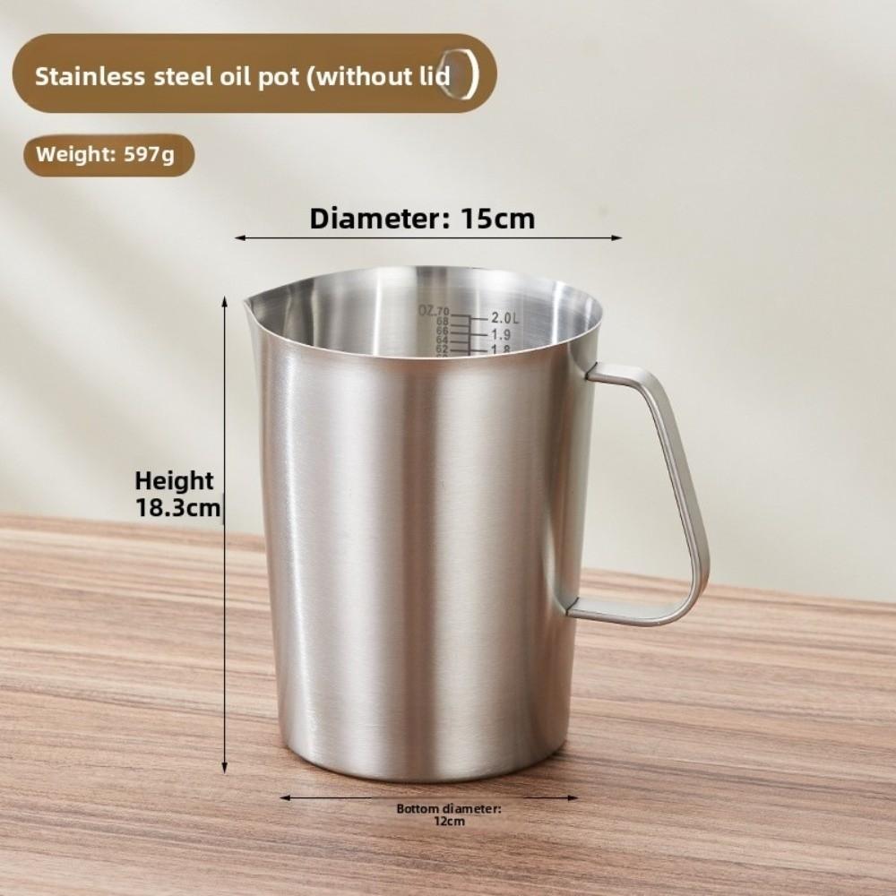304 Stainless Steel Measuring Cups Inner Scale Design Thickened Liquid Latte Art Cup with Lid Large Capacity Laboratory Beaker