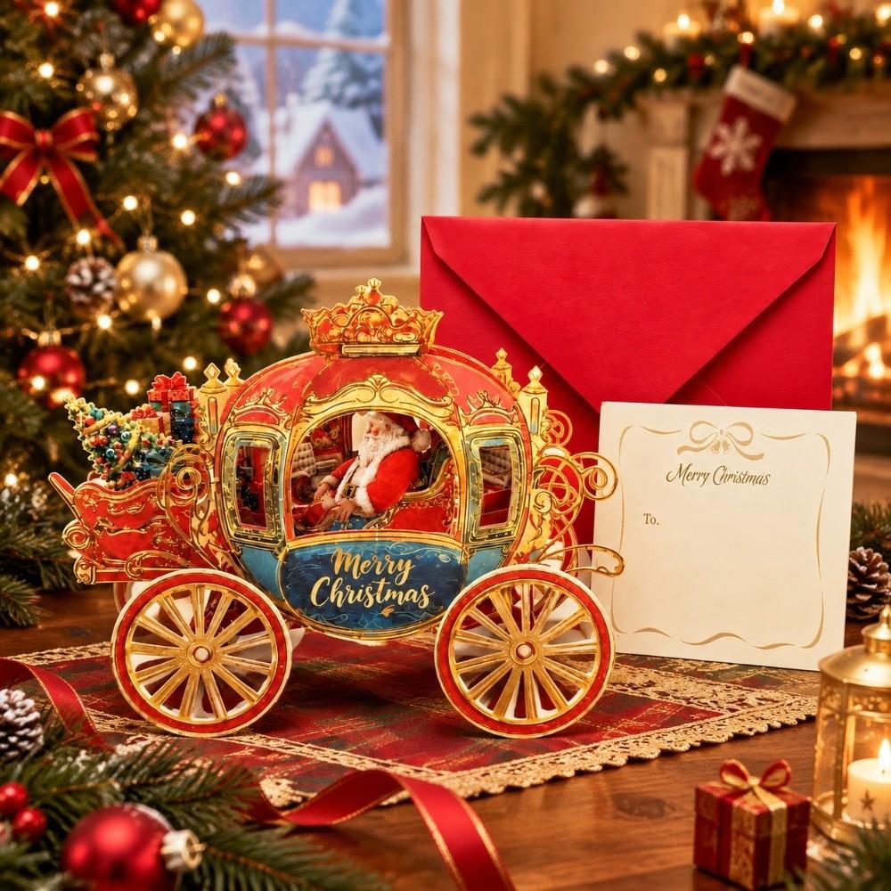 With Envelopes Holiday Greeting Card Santa Claus Invitation Card Cute 3D Christmas Card Xmas