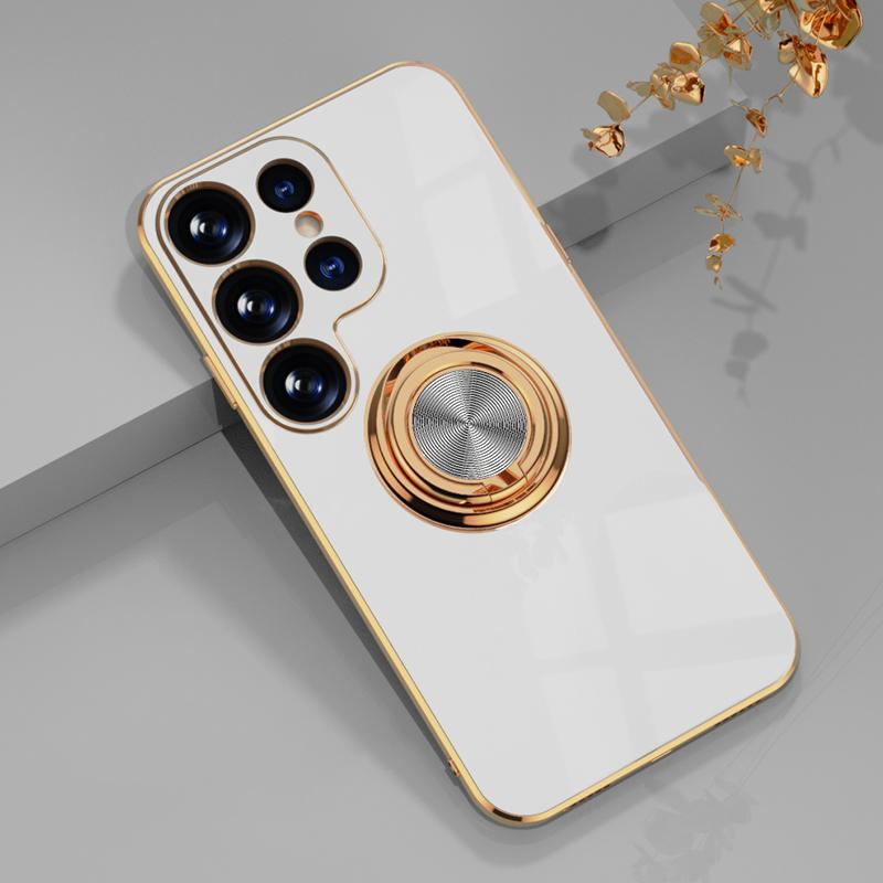 

Роскошный чехол-подставка с кольцом-держателем для Samsung Galaxy S23 S22 S21 S20 FE Note 20 10 9 Pro Plus, сверхмягкая силиконовая задняя крышка For S23 Ultra белый