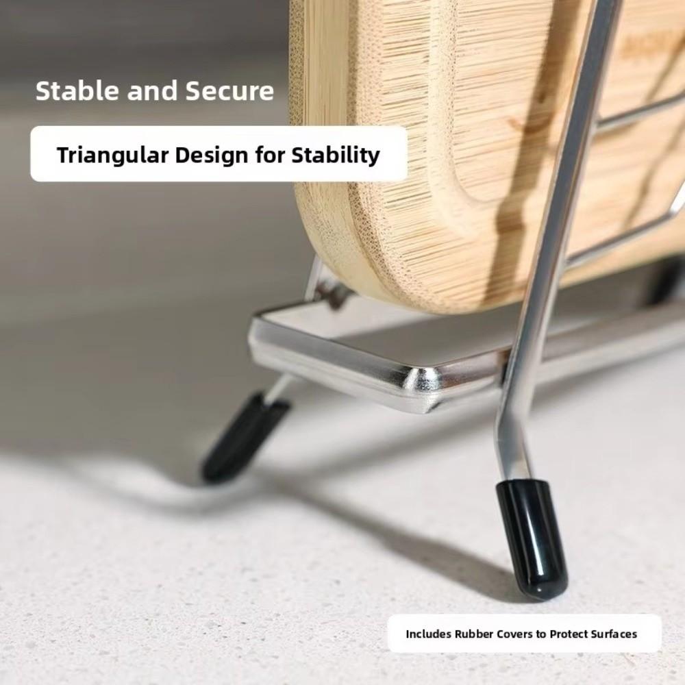 Multi-functional Pot Lid Holder Simple Style Stainless Steel Board Stand Integrated Structure Durable Countertop Organizer