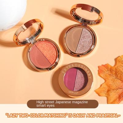 Zweifarbiger hochglänzender Lidschatten, wasserfest, perlmuttartiger Glitzer, Glitzer, Kürbis, Erdton, liegende Seidenraupen-Lidschattenpfanne, dauerhaftes Make-up für Damen