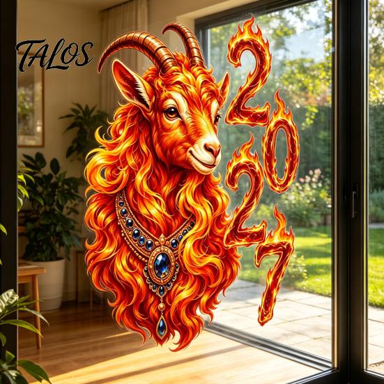Year of Sheep Decals Chinese New Window Stickers, 2027 Goat Static Clings, Decorative Stickers Reusable Lunar Xmas Decor for Home Shop Decoration