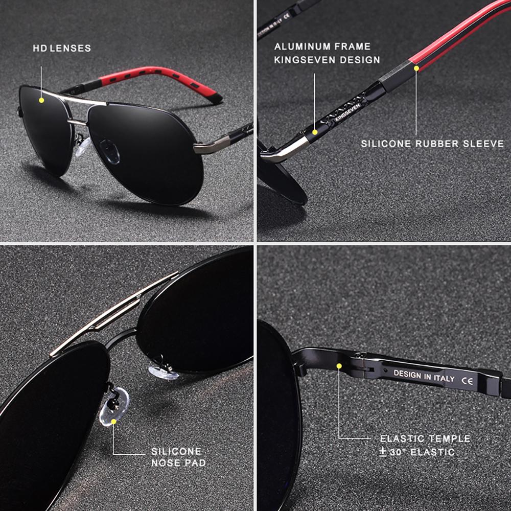 KINGSEVEN Classical Pilot Sunglasses Men Women Fashion Vintage Outdoor Travel Anti-Glare Polarized UV400 Summer Male Eyeglasses