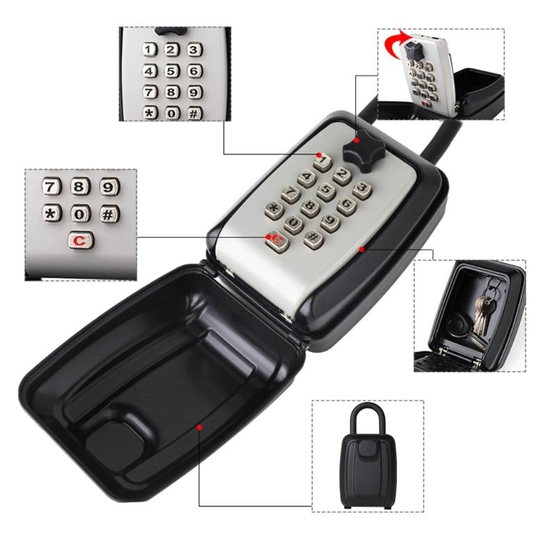 Weatherproof Outdoor Key Lock Box Wall Mounted Key Safe Codes Locking Storage Box Waterproof Lock Box for Key Room Card
