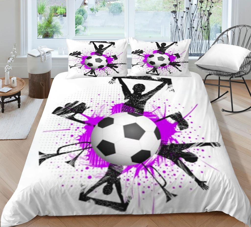 Quilt Cover Pillowcase Two Or Three-Piece Football Series 3D Digital Printing Polyester