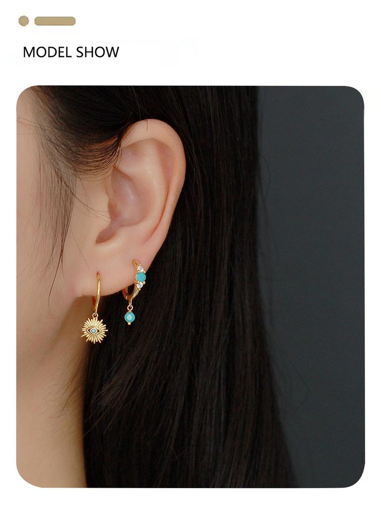 Elegant S925 Silver Turquoise Butterfly Studs & Four-Leaf Clover Earrings for Women