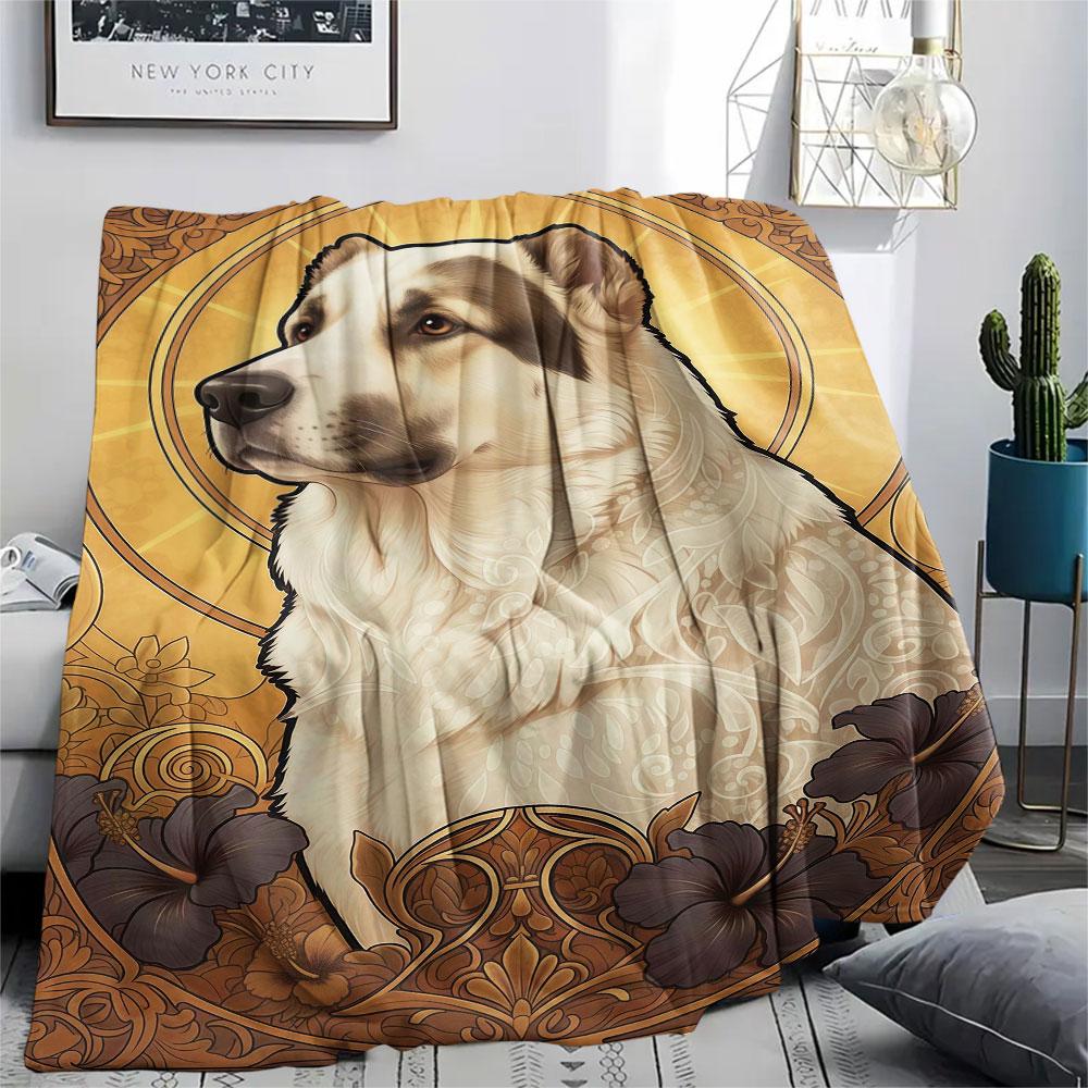 1 Stück Hundeblumen-Print Flanelldecke, Hohe Qualität, Bequem für alle Jahreszeiten, Heimdekoration, Wärme und Komfort, Perfekt für Weihnachtsgeschenke