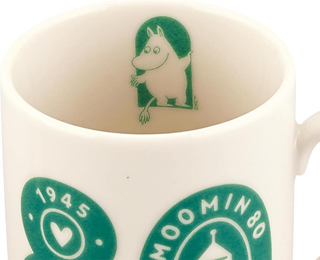 MOOMIN 80th Anniversary Mug, Large, 320ml, Approx. 8x9cm Diameter, Green, 80th Anniversary Logo Art, MM9201-11