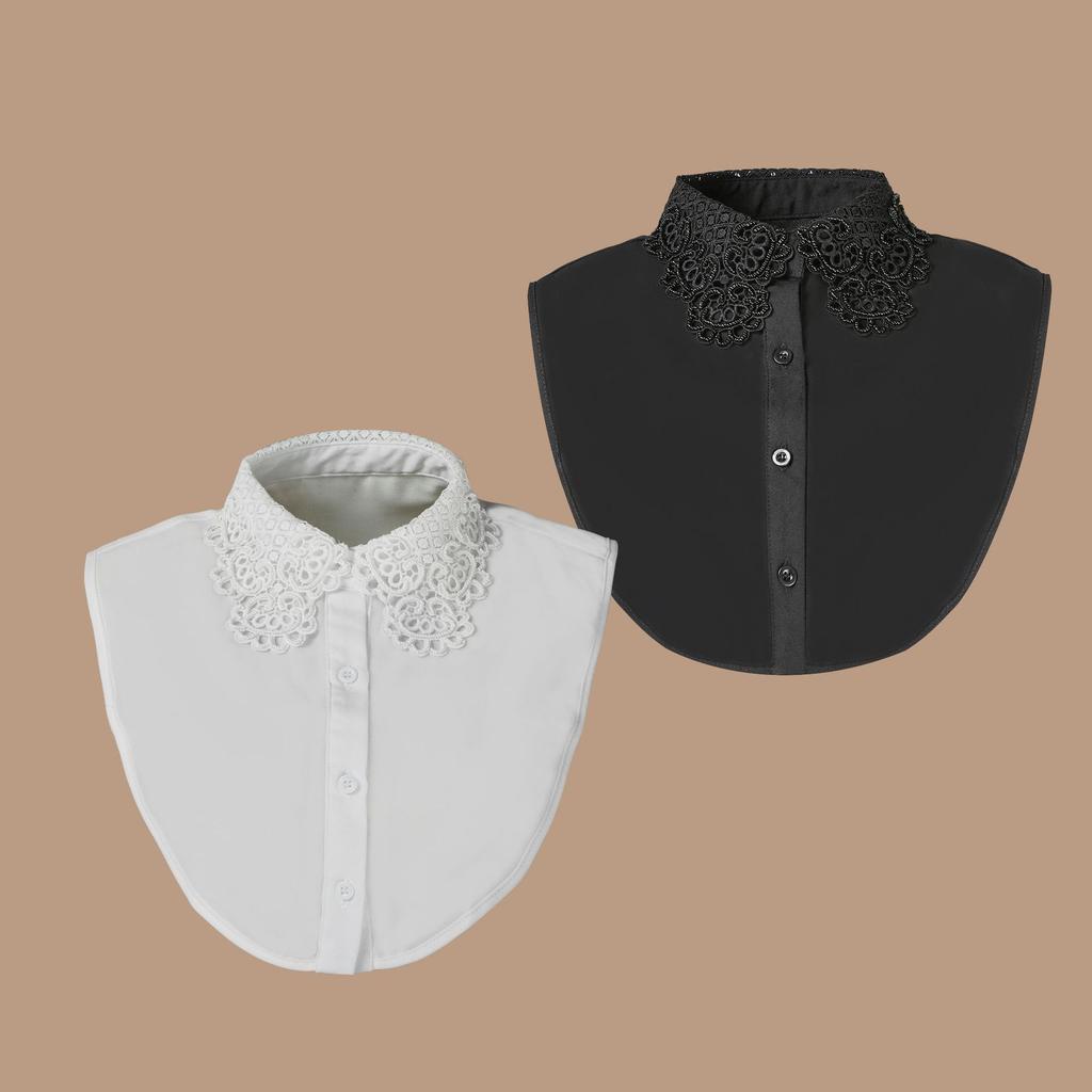 Perfect Match Korean Style Hollow Out Womens Fake Collar Removable Half Shirt Collar Decoration Blouse Detachable False Lapel Blouse Collars