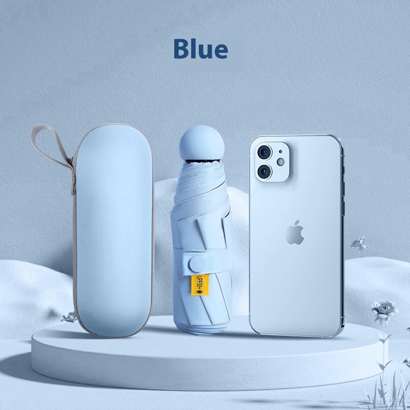 1 szt. Mini parasolka chroniąca przed promieniowaniem UV na słoneczne i deszczowe dni, przenośna z powłoką UV i 6 wzmocnionymi żebrami