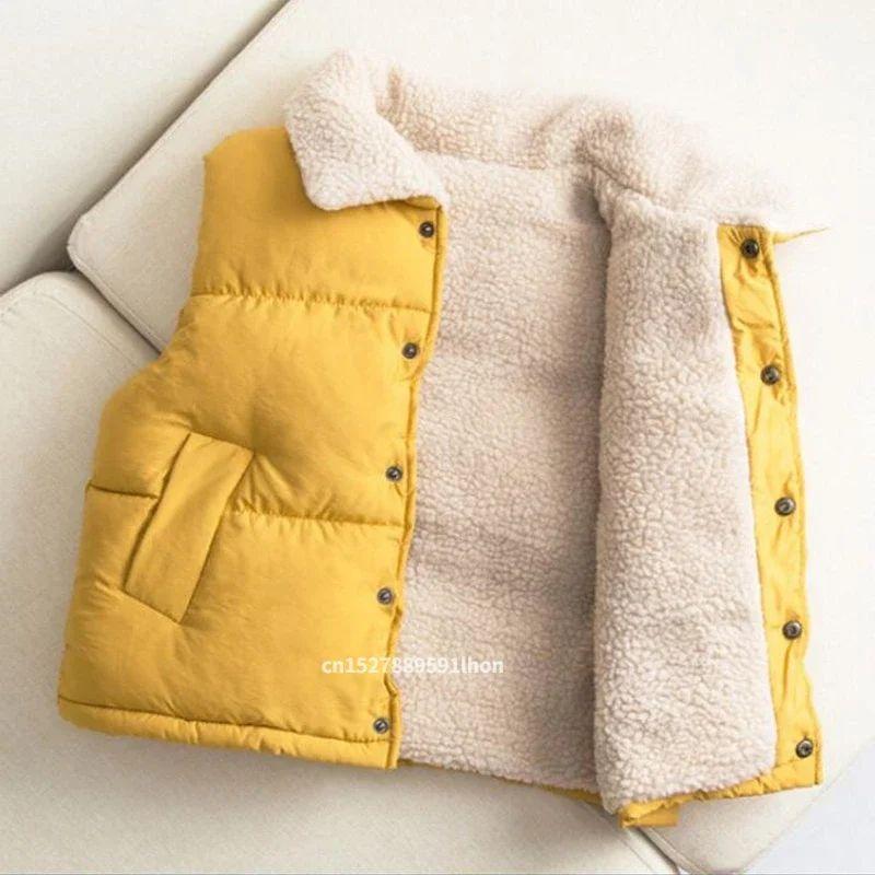 Autumn Winter Boys Girls Sleeveless Hooded Vest Jacket Cartoon Print Coat Kids Warm Vest Outwear Clothes