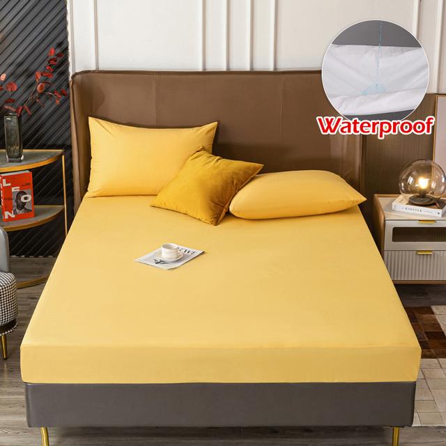 Solid Water Resist Mattress Cover Protector Elastic Band Sanding Breathable Anti -Mite Bed Cover Mattresses Queen King For Home Use