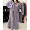 Women's Fashion Fall Winter Solid Color Print Long Sleeve O-Neck Loose Waistline Casual Dresses