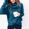 Autumn and Winter New Sweater Women's Solid Long Sleeve High Neck Pullover Knit Top