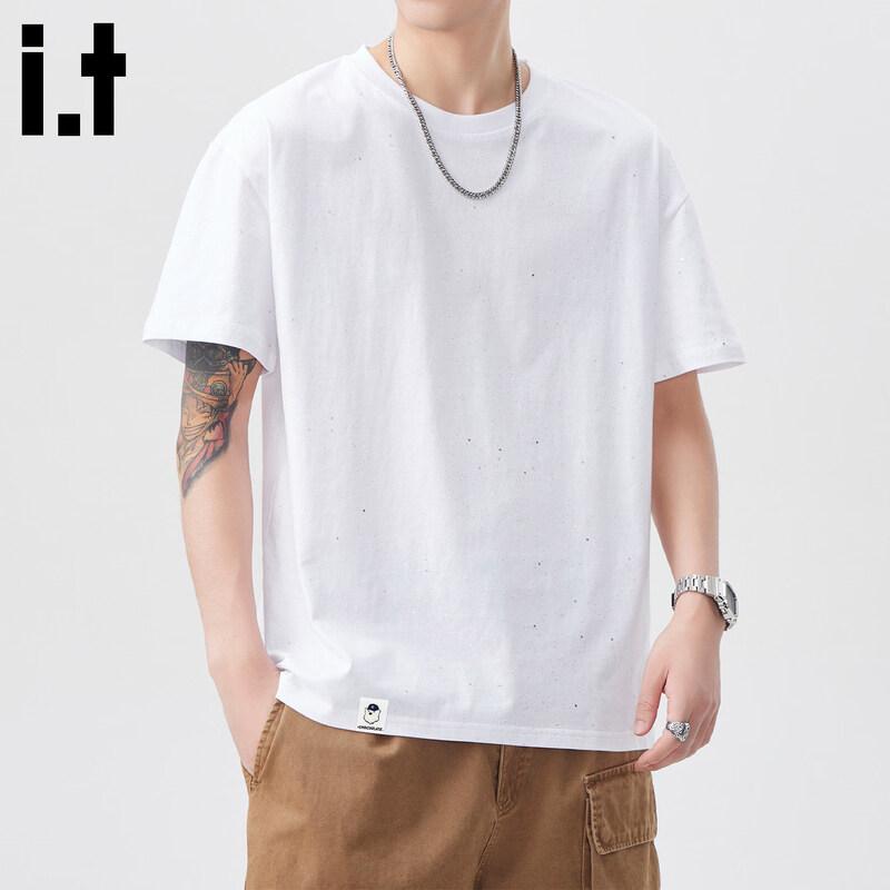 CHOCOOLATEit Men s American Style Starry Pure Cotton Loose Short Sleeve T-Shirt 3XL