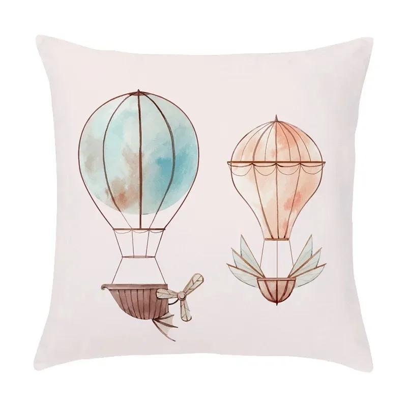 Luxury Home Decor Pillow Cover Living Room Sofa Cushion Cover Cartoon Nautical Hot Air Balloon Lighthouse Pattern Cushion Cover