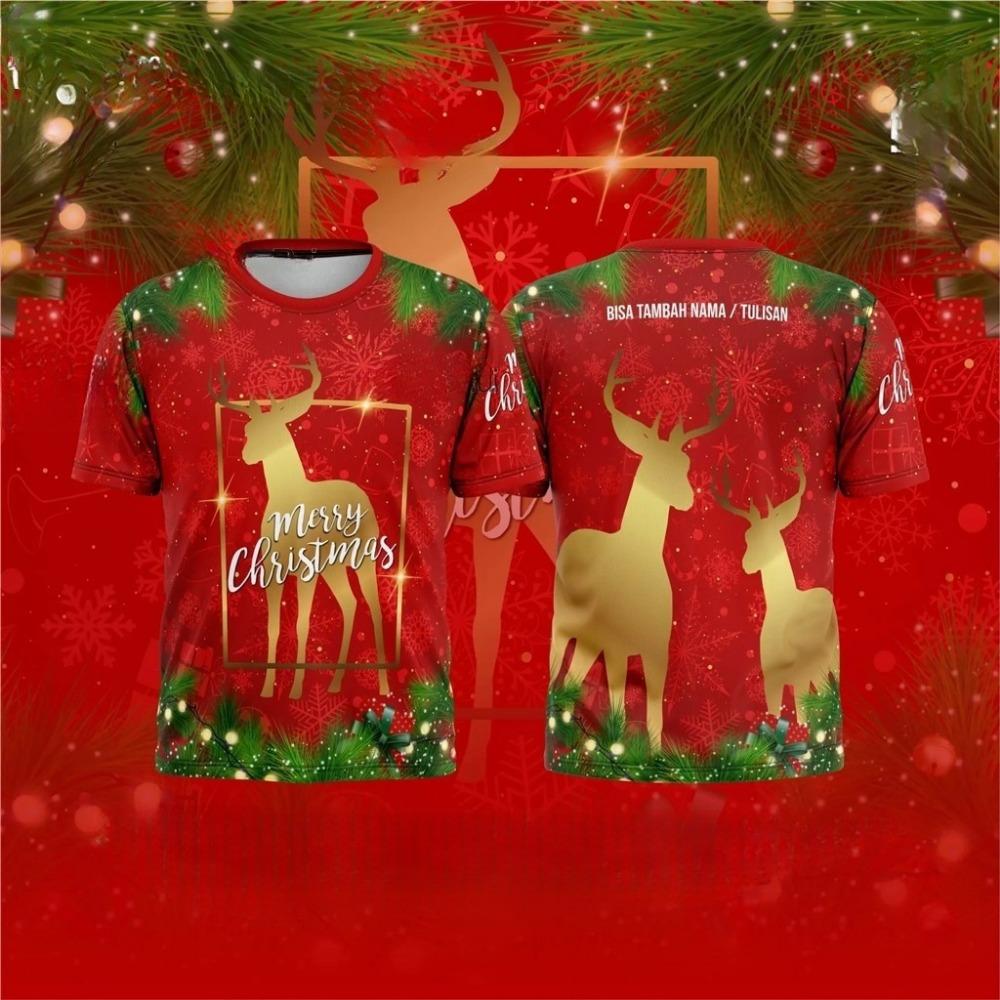 2025 Merry Christmas T-shirt Fully Sublimation Ultra fine Fiber Christmas Family T-shirt New Design Jersey