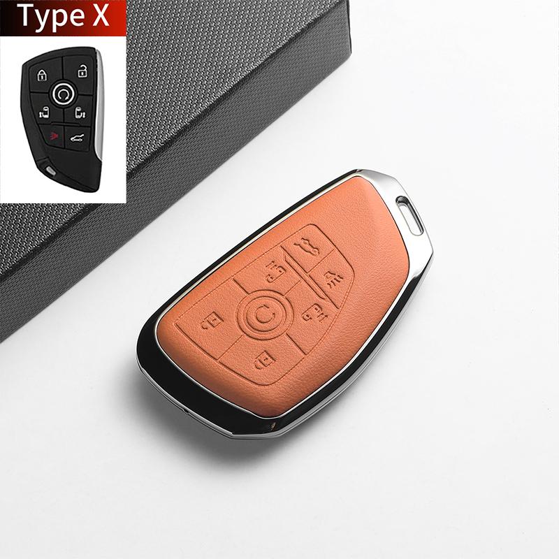 Leather Metal Car Key Case For Envision S Plus Gl8 Lu Zun Phev Century Auto Key Protector Shell Holder Decorative Accessories