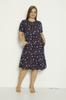 Women's Big Size Dress Patterned Pocket Tulle Detailed Combed Cotton Modal Plus Size Dress
