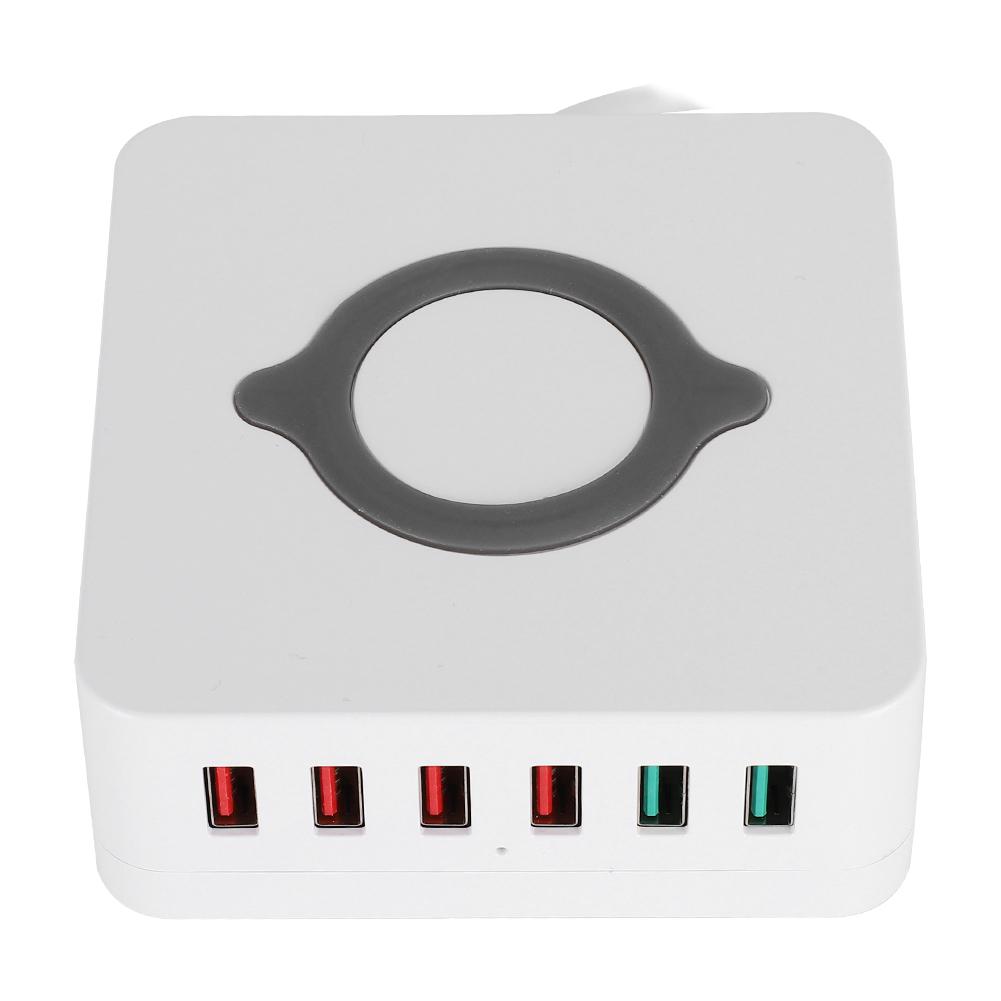 

Интеллектуальная беспроводная зарядная USB-станция с 6 портами QC3.0, адаптер быстрой зарядки EU Plug