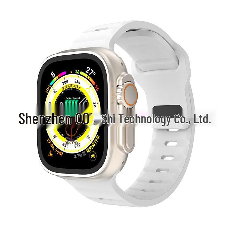 iWatch7 Diamond Buckle Horizontal Stripe S9 Silicone Strap for Apple Watch 8/Ultra