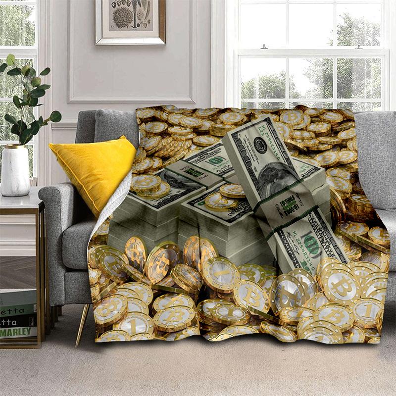 Coperta Ricca con Motivo di Dollari Euro in 3D, Coperta Morbida da Lancio per Casa Camera da Letto Letto Divano Picnic Viaggio Ufficio Coperta Copertura Bambini