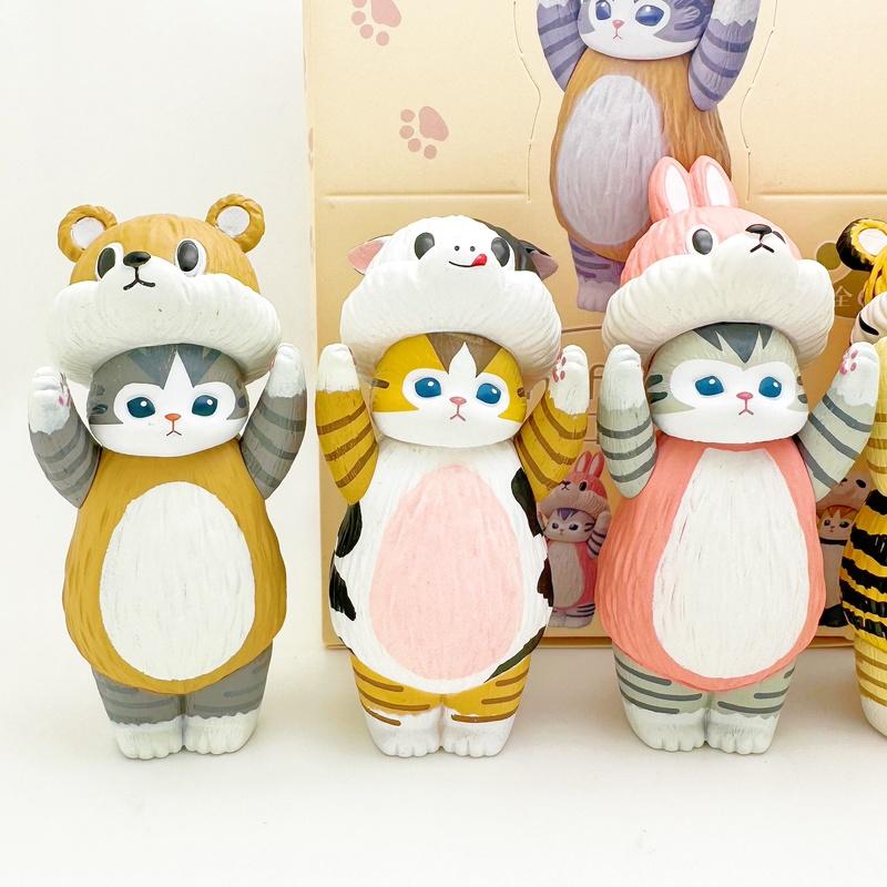 Mofusand Action Figure Set Animal Headwear Cute Pvc Blind Box Donut Style Pendent Bag Keychain Decoration Toys Surprise Gifts