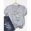 Print T Shirt Short Sleeve Flower Vintage Cute 90s Summer Top Fashion Clothes Women Clothing Gray Basic Tee Graphic T-shirt