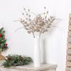 6Pcs Decorative Faux Leaves with Berries Gold Powder Coated Leaf and Berries Clusters for Creative Decoration