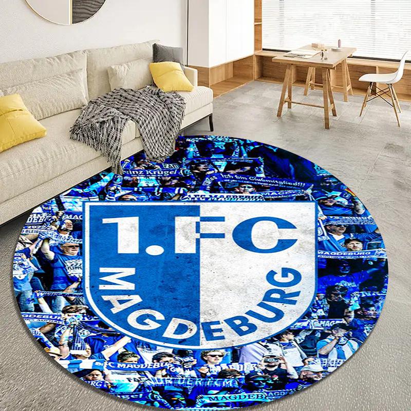 Tappeto Rotondo FC Magdeburg, Tappeto per Soggiorno Camera da Letto Divano Sala Giochi Decorazione, Tappetino Antiscivolo 56