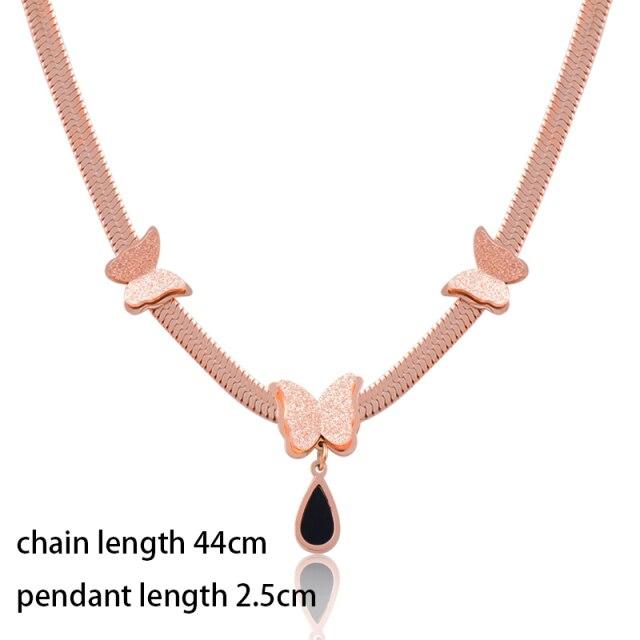 Stainless Steel Black White Hollow CZ Star Rose Gold Silver Color Necklace for Women Jewelry  New Arrival 334 KO2