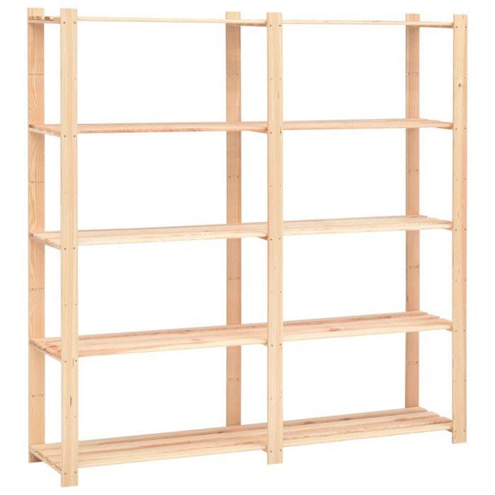 VidaXL Étagères de rangement à 5 niveaux 5pcs 170x38x170 cm Pin 500 kg