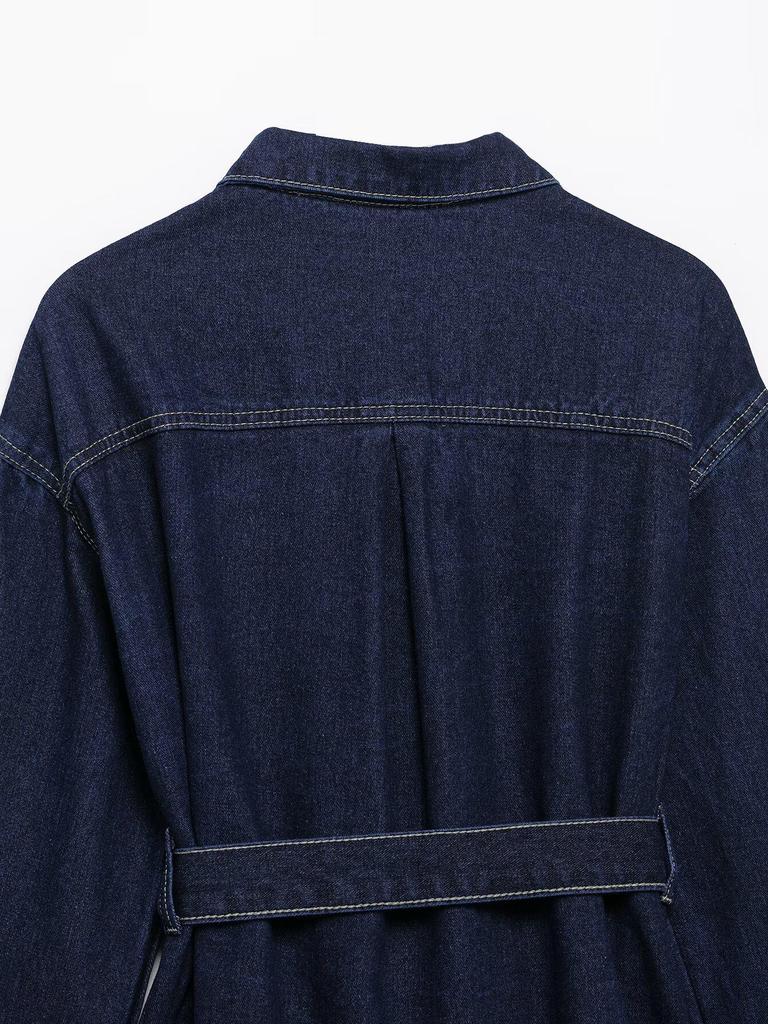 2025 Spring Women's Retro Denim Jacket & Casual Pants Set with Turn-Down Collar