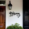 1pc Vintage Black Metal Welcome Sign Floral Script Sturdy Indoor Outdoor Front Door Porch Entryway Wall Decor Housewarming Gift