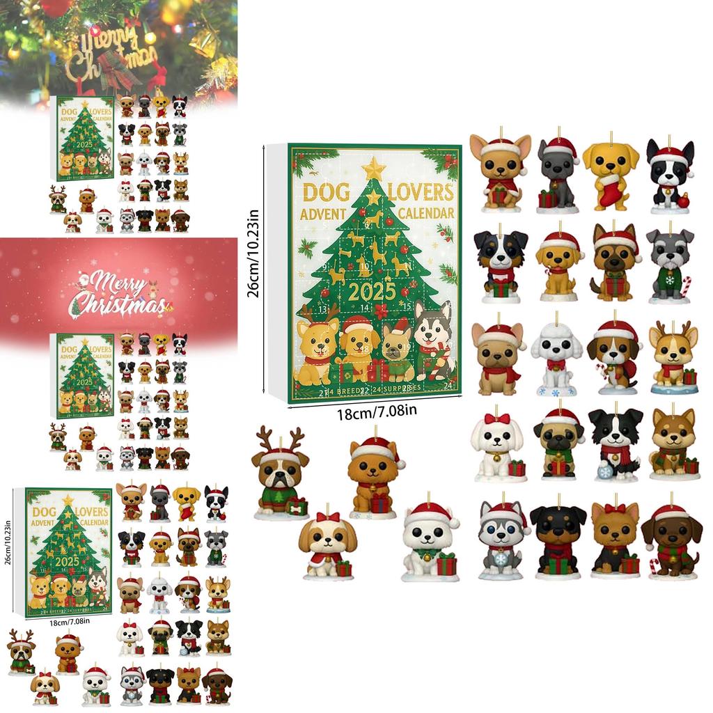 Christmas Dog Series Advent Calendar With Acrylic Ornaments For Gift Giving And Home Decor