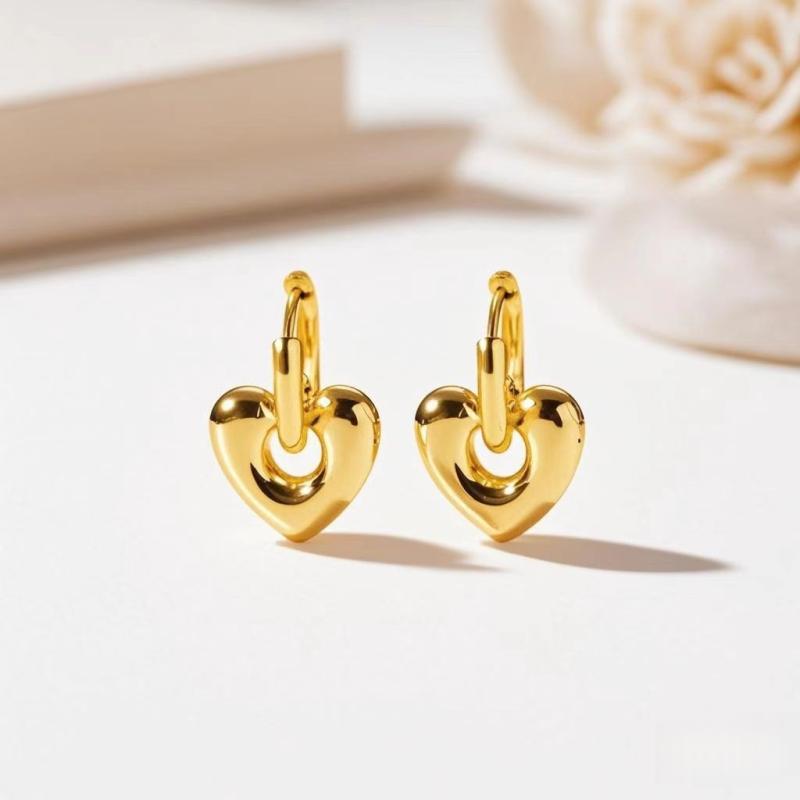 Boucles d'oreilles créoles classiques en acier titane en forme de cœur, d'étoile et de fleur pour femmes, bijoux punk hip-hop Y2K, cadeau