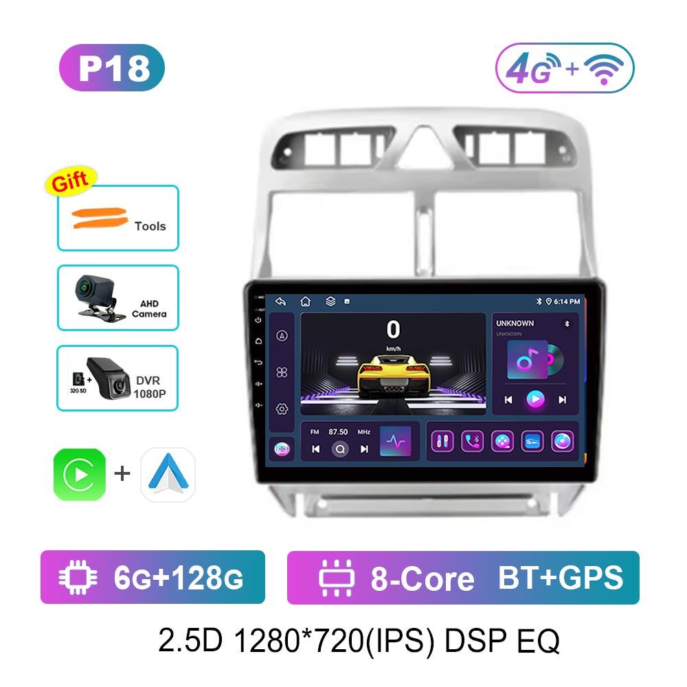 9 Inch Car Radio Multimedia Player Android for Peugeot 307 307CC 307SW 2004 - 2013 GPS 4G Carplay BT Split Screen Auto Tools