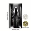 2D Creepy Halloween Ghost Door Banner, Spooky Skeleton Woman Backdrop