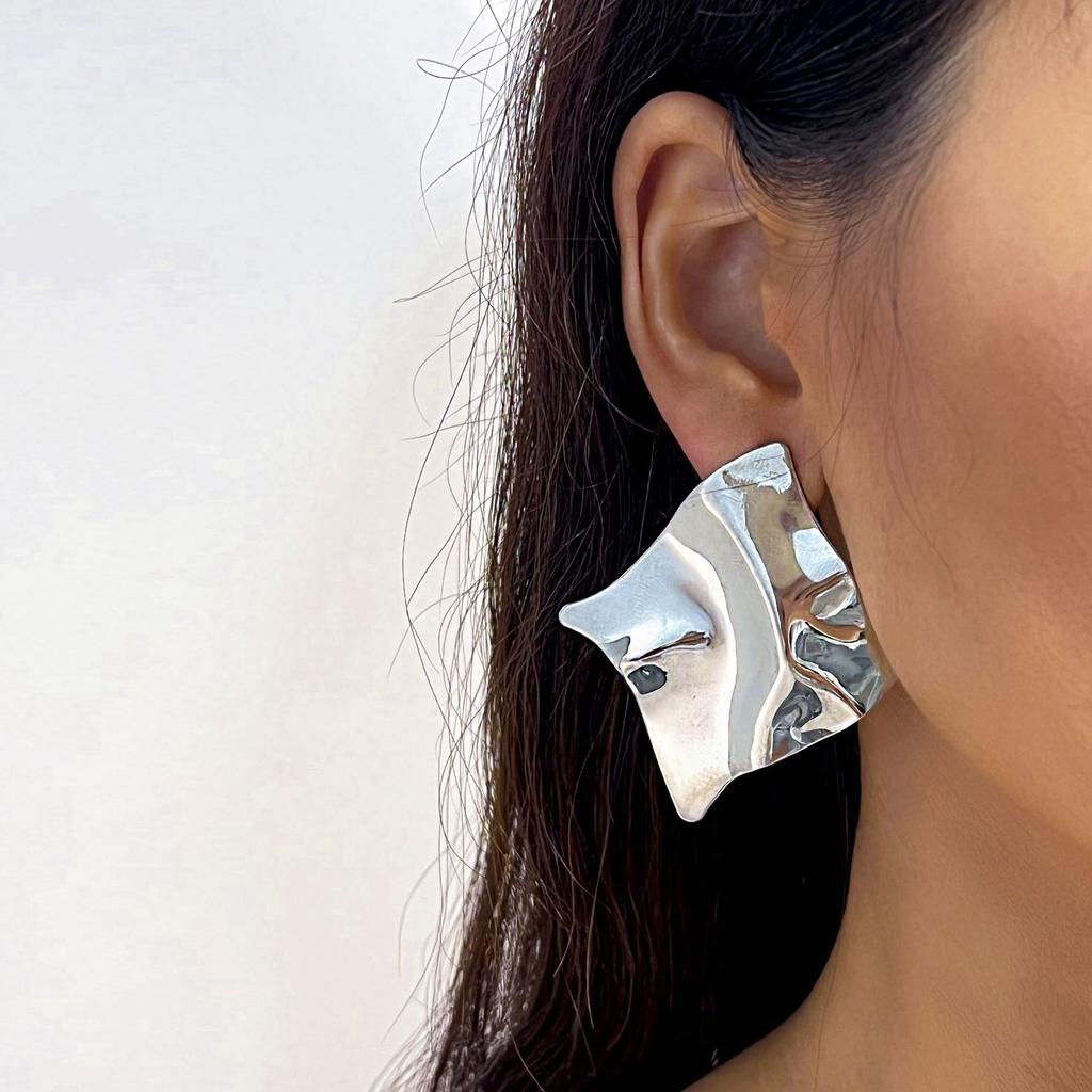 Women's Fashion Creative Geometric Diamond Earrings Double Layer High-end Design Female Earrings