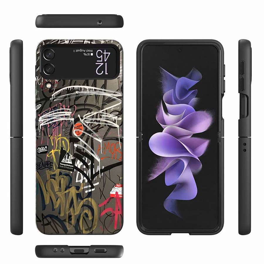 

Graffiti Phone Case For Samsung Z Flip 6 7 5G Z Flip 5 Galaxy Z Flip 3 4 5G ZFlip Shockproof Hard Cover TPU PC Coque Capa Soft Galaxy Z Flip
