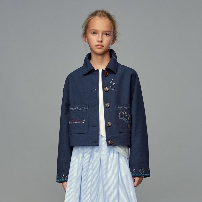 ELLE KIDS Mädchen Spaß Bestickte Retro Kurze Jacke