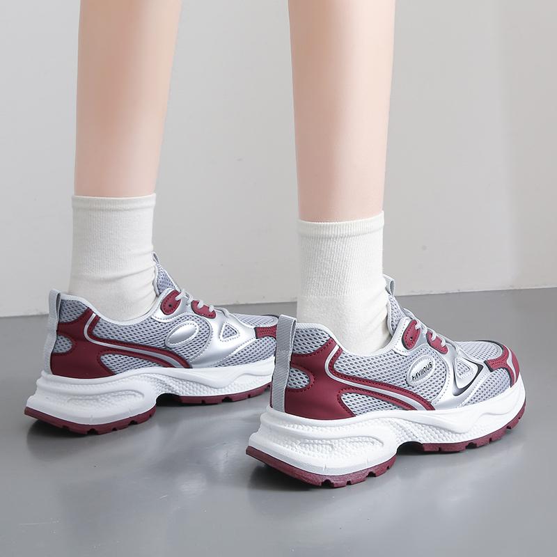 Fashion Spring Autumn Mix Color Breathable Sneakers for Women Fashion Lace Up Thick Sole Vulcanized Shoes Woman Platform Sport Shoes