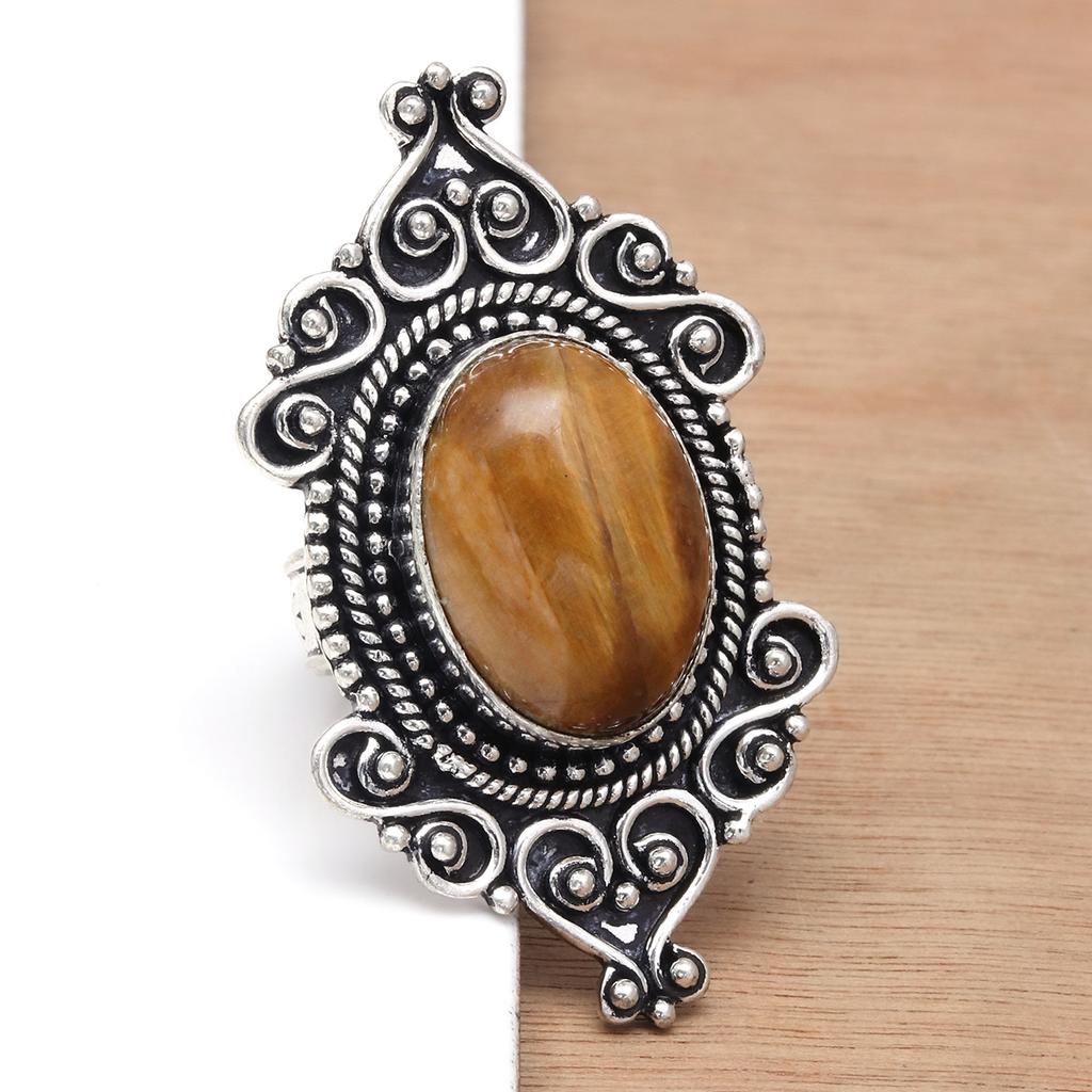 Tiger's Eye Gemstone Handmade Silver Jewelry "7"