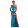 Elegant One-Shoulder Sequin Evening Dress with Slit - Available In 3 Colors