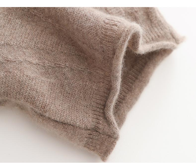 Women's Soft Twill Cable Knit Cashmere Mock Neck Sweater - Warm Long Sleeve Base Layer Knitwear