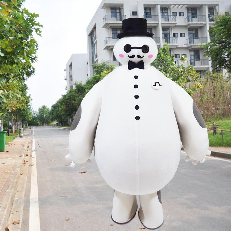 

Большой белый мультяшный костюм талисмана - Милый головной убор куклы Хиро 6 для выступления в детском саду 130-145 cm