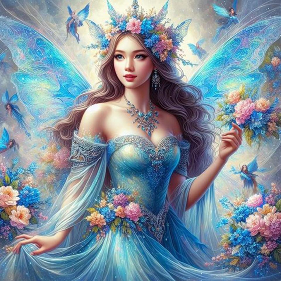 Cute Elf Girl Diamond Painting Set Flower Fairy Flower Cross Embroidery Handmade Mosaic DIY Art Designer Home Decor Gift