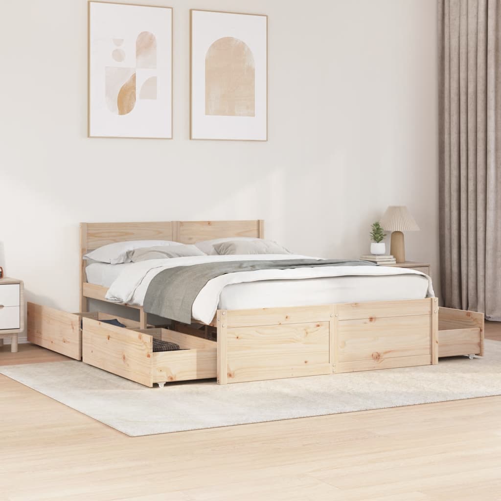 Solid Wood Bed Frame Without Mattress 120x200 Cm Pine Wood